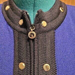 St. John By Marie Gray Collection Cobalt Blue with Black Trim Santana Knit Size